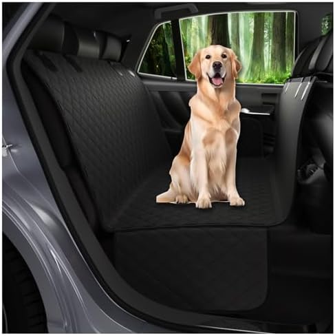 Dog Car Seat Cover for VW Caddy Transporter Crafter Amarok, Pet Seat Cover with Side Flaps, Durable Dog Hammock for Car Back Seat, Rear Seat Protector for Cars, SUVs & Trucks,A Black