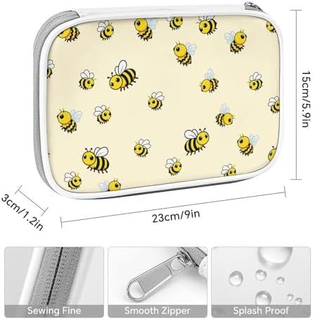 Cute Large Pencil Bag With Zipper Fashion Design Organizer For All Pens Cute Bee Pattern