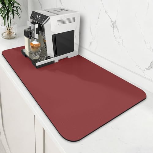 Coffee Mat Super Absorbent Dish Drying Mat Coffee Bar Mat 18"x 32", Red