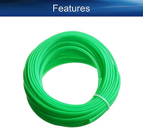 Bettomshin 1Pc 32.8Ft(10m) Cable Management Sleeve, 1/4"(6mm) Width PET Fluorescent Green Cord Protector, Wire Loom Tube Insulated Split Sleeving for USB Cable Power Cord Organizer Video Cable Hider