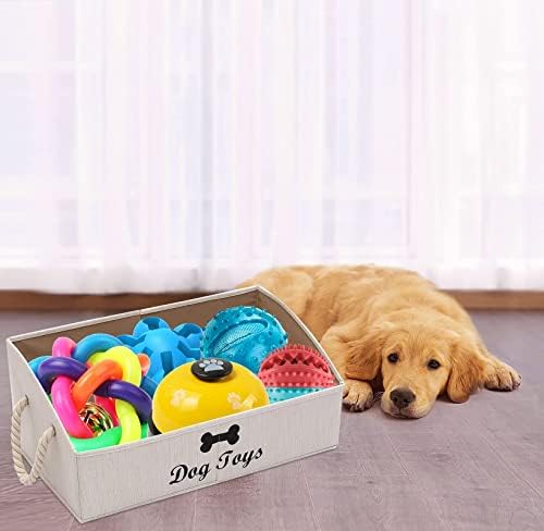 Morezi Large Dog Toy bin Puppy Shallow Toy Baskets Dog Toy Storage Perfect for Living Room playroom Closet Home Organization - White