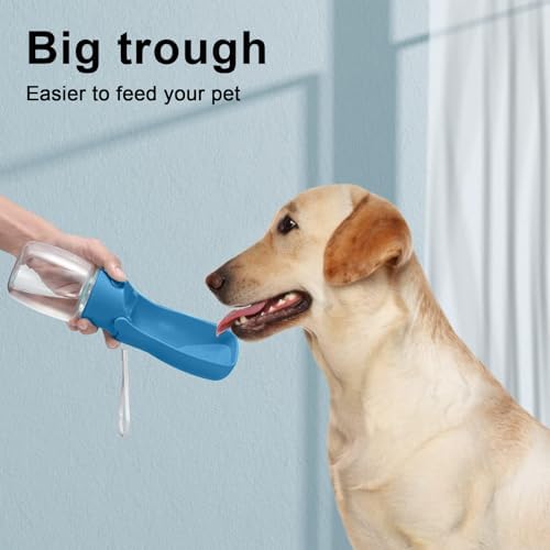 Portable Dog Water Bottle for Walking – 19oz / 12oz Foldable Pet Water Dispenser for Puppies, Medium & Large Dogs – Leak Proof Travel Water Bowl for Small Animals Dog Accessories(19OZ Dark Blue)