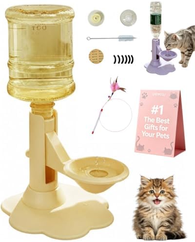 Pet Water Dispenser Stand, Adjustable Elevated Gravity Water Bowl for Cats