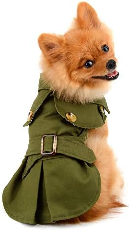 PAIDEFUL Trench Coat for Small Dogs, Green, L