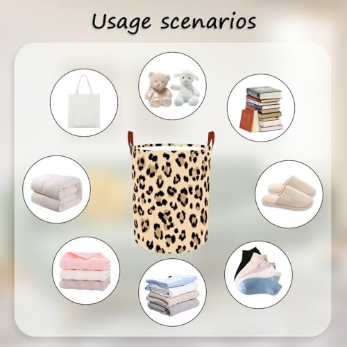 Laundry Basket 15.7x19.7 in Leopard Print Hamper for Bedroom