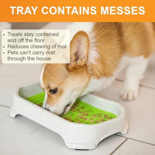 Neater Pets Neat-LIK Dog Lick Mat w/Mess-Proof Tray, Lick Mat for Dogs, Cats, Puppy, Reduces Anxiety & Boredom, Peanut Butter Slow Feeder, Interactive Treat Licking Pad (Green/Vanilla Bean)