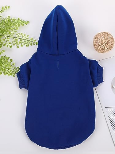 QWINEE Basic Dog Hoodie Sweatshirt Puppy Sweater Warm Cat Costumes Pet Clothes for Chihuahua Puppy Kitten Small Medium Dogs Royal Blue Medium