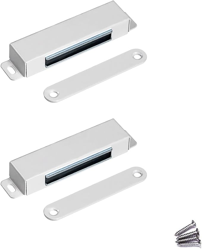 WOOCH Magnetic Door Catch - 50lb High Magnetic Stainless Steel Heavy Duty Catch for Kitchen Bathroom Cupboard Wardrobe Closet Closures Cabinet Door Drawer Latch (White, 2-Pack)