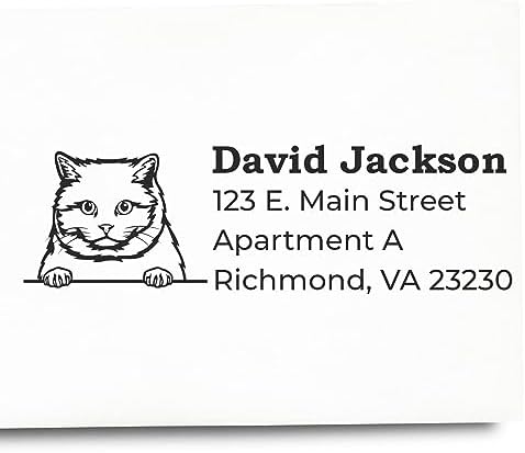 Personalized British Shorthair Address Stamp - Custom Made to Order Stamps for Cat Lovers & Small Businesses - Unique Mailing Address Stamp for Pet Owners - 7/8 x 2-1/4