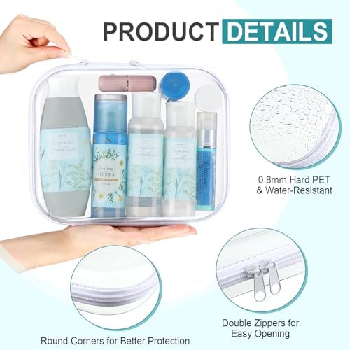 12 Pcs Clear Hard Zipper Case Back to School,9.84 x 7.87 x 2”