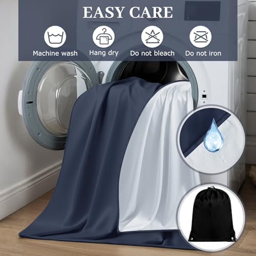 Tisancy Lightweight Waterproof Blanket Queen Size, 78" x 82" Thin Summer Bed Protector Sheet with TPU Layer, Washable Stain Resistant Mattress Cover for Bed, Sofa and Pet Use, Navy Blue