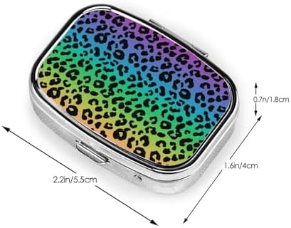 Elderly Pill Organizer Simple AM/PM Box Large-Compartment Medicine Case Arthritis-Friendly, Colorful Cheetah Leopard Animal Print Rainbow