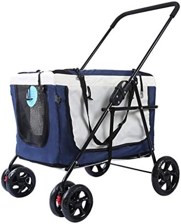 Cat or Dog Crate and Pet Trolley Soft Sided Foldable Easy Fold with Removable Liner for Small Medium Dogs Cats for Travel or Overnights (Blue)