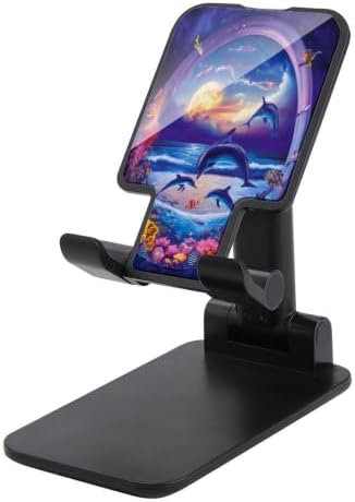 Folding Dolphin Underwater World Cell Phone Stand for Desk Accessories | Desktop, Adjustable Mobile Holder, Compatible with 4"-13" Smartphones, Tablet, with Non Slip Base