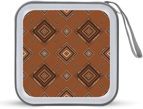 Hard Plastic Protective CD Case Aztec Red, 40-Disc Capacity Storage Binder with Zipper, Portable Organizer for Home Office