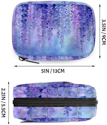 Travel Pill Organizer Abstract Watercolor Purple Blue Pill Case