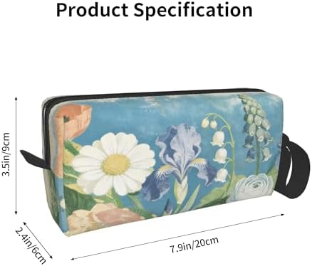 Vintage Floral Garden Makeup Bag for Women with Wrist Strap | Durable 600D Oxford Fabric Cosmetic Organizer,Compact Travel Pouch with Handle for Gym & Daily Use