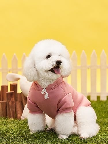 QWINEE Basic Dog Hoodie Sweatshirt Puppy Sweater Warm Cat Costumes Pet Clothes for Chihuahua Puppy Kitten Small Medium Dogs Black and Pink X-Large