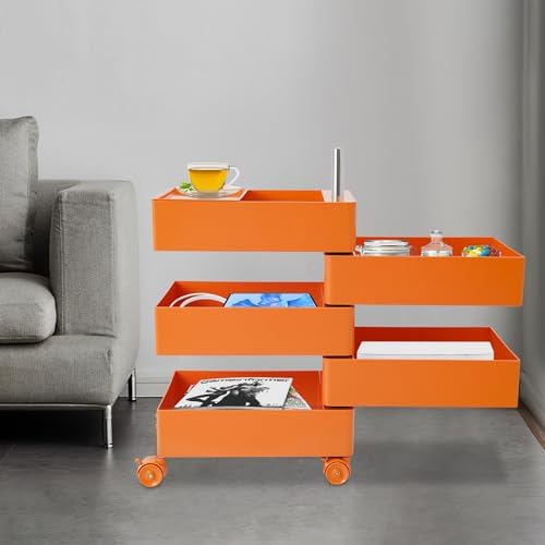 Storage Cabinet 360° Rotating Sofa Side Cabinet (Orange)