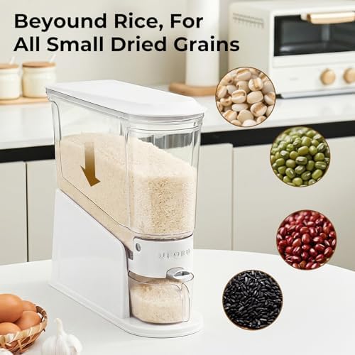 UFORU Slim Rice Dispenser 11 LB,Clear Rice Storage for Small Spaces