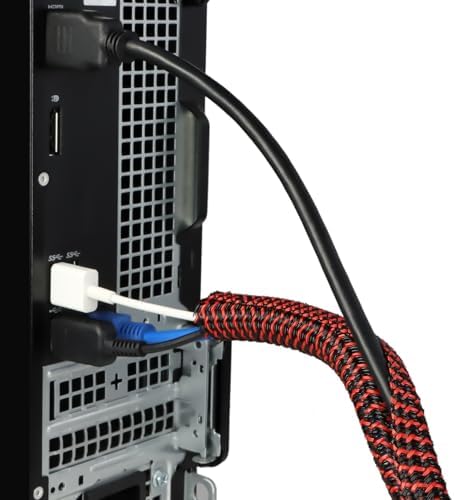 25ft PET Braided Cable Sleeve 1 inch(25mm) Wire Protector Cable wrap Wire Covers for Cords Cable Sleeves Cord Management Cable Management Sleeve(Red Black)