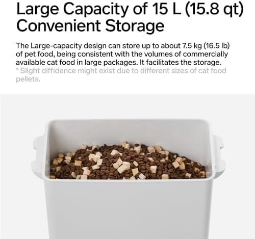 pidan Vacuum Pet Food Storage with Scale,Airtight Dry Pet Food Bucket 17lb,Food Storage Container for Dogs Cats,Vacuum Sealed Storage Bin with Scoop,Rechargeable,15L