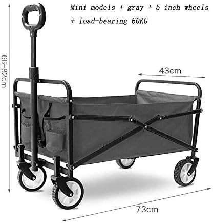 Folding Wagon, Garden Trolley Capacity 60 Kg, Portable Garden Cart with 4 Wheels, for Transport Garden Tools, Pets, Travel, Camping, Concerts, Beaches