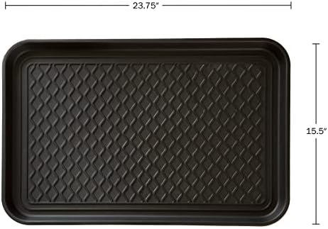 Stalwart All-Weather Outdoor or Indoor Boot Tray, Black | Weather-Resistant Hard Plastic Shoe Mat with Raised Edge for Deck, Patio, or Entryway Decor