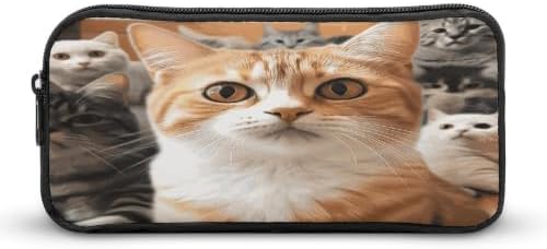 Funny Pet Cat Makeup Bag Zipper Pouch Cosmetic Bag | Pen Bag-Reusable-Large capacity with Double Zippers for Office Pencil Case,Business Travel and girl makeup bag,Small Toolbox