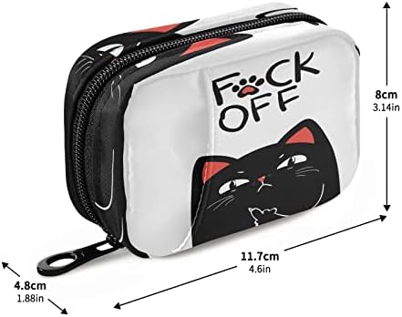 Middle Finger Black Cat Pill Box 7 Day Pill Case Travel Pill Organizer Bag with Zipper Portable Weekly Case Compact Size for Vitamin Supplement Holder