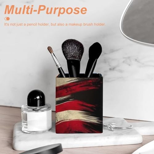 Pen Holder Square Desktop Organizer Pencil Cup For Desk, Office, Home And Stationary Supplies American Flag Art