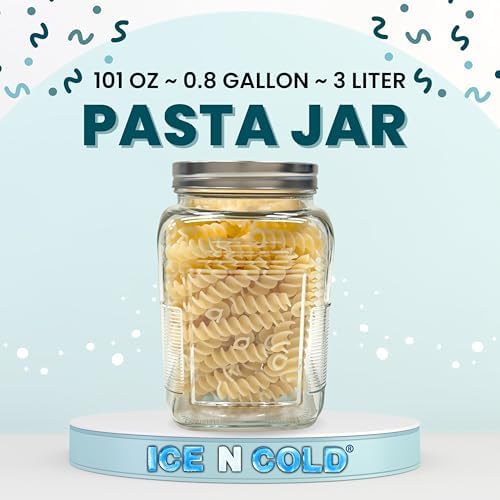 ICE N COLD 3-Liter Glass Storage Jar – 0.79 Gallon, 101 Oz, with Brushed Aluminum Lid (6)