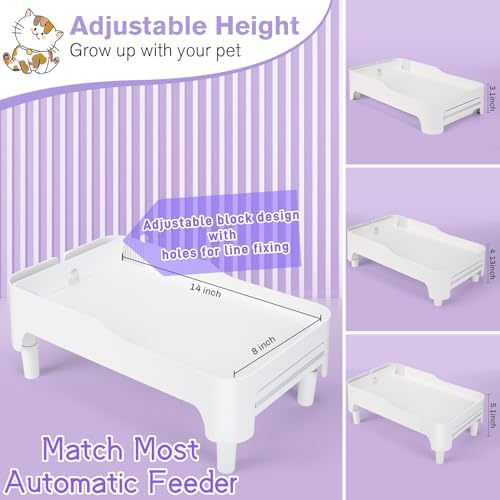 BEBOBLY Adjustable Cat Feeder Stand, Elevated Holder for Automatic Feeders, 3-5.1 in, Nonslip, Adjustable