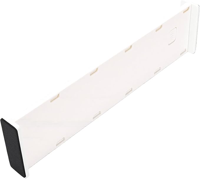 PP Expandable Drawer Divider 37.5-65.5Cm | White Adjustable Separator With Lock Clip For Clothes, Bedroom, Nursery, Office, Kitchen Storage (L)