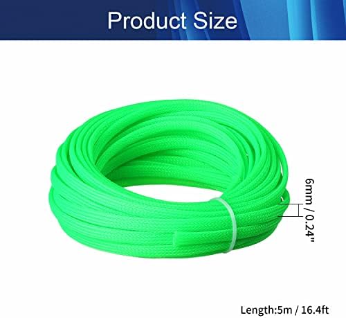 Jutagoss PET Expandable Braided Cable Sleeve, 16.4ft - 1/4 inch Fluorescent Green Cable Management Sleeve, Wire Loom Tube Cord Protector for USB Cable, Power Cord, Audio Video and More, 1Pc