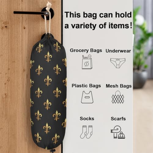 Pardick Plastic Bag Holder, Fleur De Lis Grocery Bag Holder for Shopping Bags, Wall Mount Plastic Bag Storage Organizer Dispenser, Storage Holder for Home Kitchen Camper,A-3