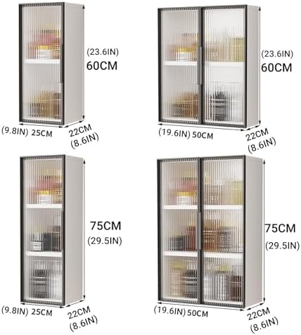 2/3 Tier Wall-Mounted Bathroom Cabinet with Door Glass ，Wall-Mounted Metal Makeup Organizer，Medicine Cabinet ，for Bedroom，Kitchen，Bathroom，Over The Toilet(C,Double Door 75cm/29.5in)