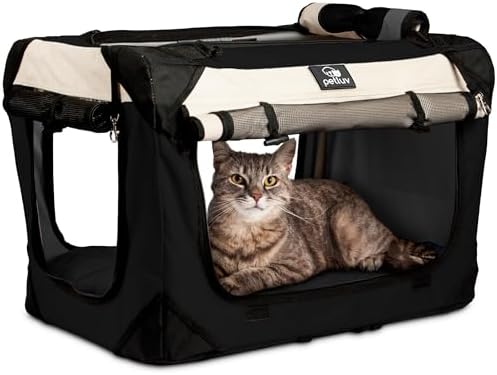 Cat & Dog Pet Carrier, Soft-Sided, Medium 20"x13"x13" Fits Most Cats or Small Dog, Comfortable for Travel & Vet Visits, Privacy Windows, Removable Plush Bed, Locking Zippers, Folds Flat