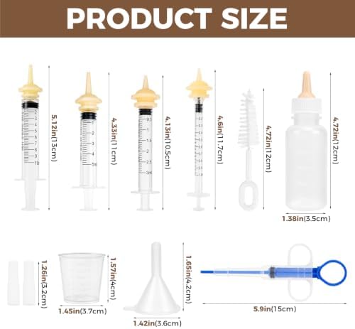 Pet Nursing Kit for Newborn Kittens & Puppies - Bottle Feeding Set with Silicone Nipples, Syringes, Medicine Feeder & Formula Dispenser - Milk Feeder for Baby Squirrels, Rabbits & Small Animals