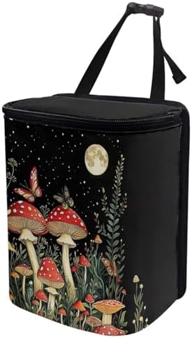 DISNIMO Butterfly Mushroom Car Trash Can with Lid Cute Car Accessories Leak Proof Car Trash Bag Hanging Car Garbage Can Multipurpose Storage Container for Back Seat Road Trip