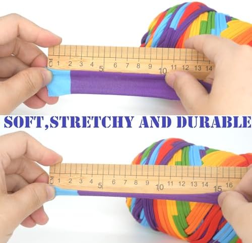 2 Pack Tshirt Yarn for Crochet,Rainbow T Shirt Soft Elastic Fabric Chunky Thick T-Shirt Crochet Yarn for Crocheting Knitting Beginner Hand Knitting Bag/DIY Craft/Home Decor 2 * 400G-Ocean Tone