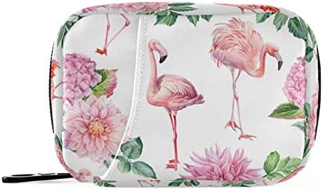 Hydrangea Flower Flamingo Pill Box 7 Day Pill Case Travel Pill Organizer Bag with Zipper Portable Weekly Case Compact Size for Vitamin Supplement Holder