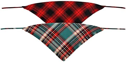 Christmas Dog Bandana Plaid Reversible Triangle Bibs Scarf Accessories