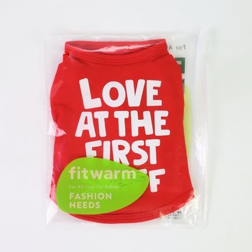Fitwarm Love at First Sniff Dog Shirt - Summer Dog Clothes, Funny T-Shirt, Lightweight Breathable Cotton, Red, Small