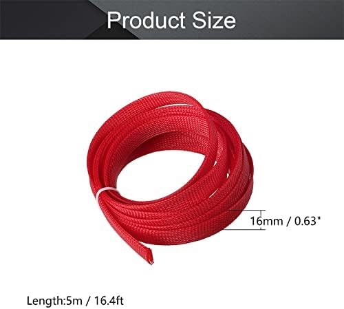 Othmro 5m/16.4ft PET Expandable Braid Cable Sleeving Flexible Wire Mesh Sleeve Red,Non-Split for Power Cord Audio Video Cables Protecting from Pets Chewing