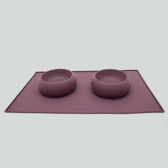 Houndstone Silicone Dog Bowl, BPA Free, 1 Cup Capacity, Non-Slip Base, Dishwasher Safe (Plum)