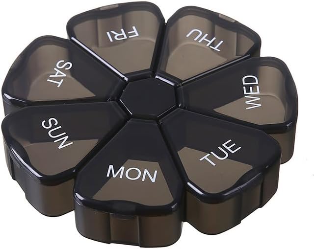 Travel Pill Organizer 7-Day Weekly Vitamin Medicine Case Dispenser | Portable Medication Box for Meds, Mineral, Fish Oil, DHA, Turmeric, Supplement, Capsule, 7 Compartment Daily Pill Reminder