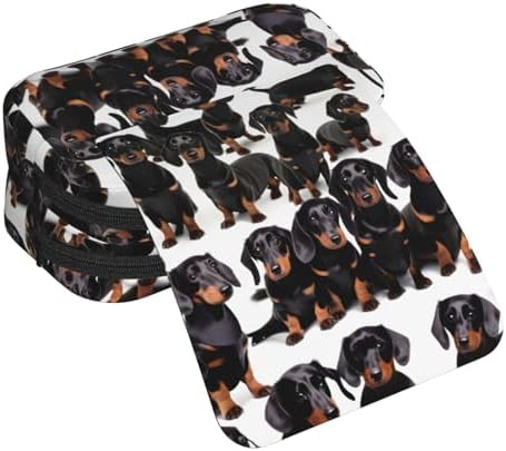 Dachshund Weiner Pet Dog print Pencil Case Box Organizer,Large Capacity Portable Big Pencil Bags with Zipper for Office Home