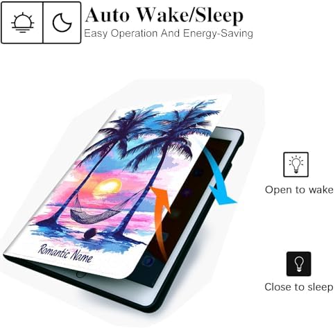 for Microsoft Surface Pro 7 Plus,Surface Pro 7/6/5/4 12.3" Tablet Case,Auto Wake/Sleep,Adjustable Stand Protective Cover - Romantic Sunset Coconut Tree