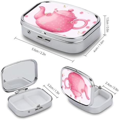 Pill Organizer, Portable Pill Box, Travel 7 Day Pillcase Teapot Medicine Organizer 2 Compartments Medicine Container for Vitamins, Medications, Fish Oil and Supplements